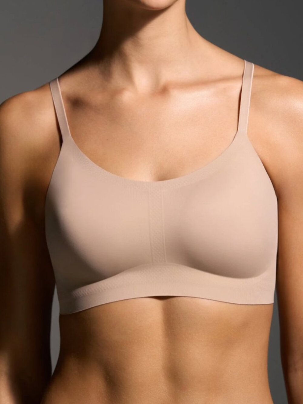 EBY Women's Support Bralette Seamless Wireless Stretch Mesh Soft Bra Beige M